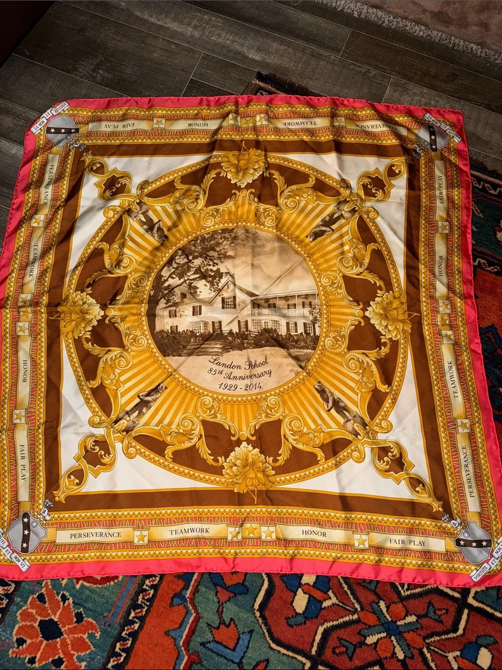 Landon School 85th Anniversary Commemorative Silk Scarf (1929–2014) 100% Silk